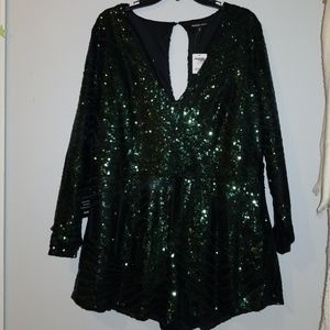NWT Emerald Green Sequin Romper